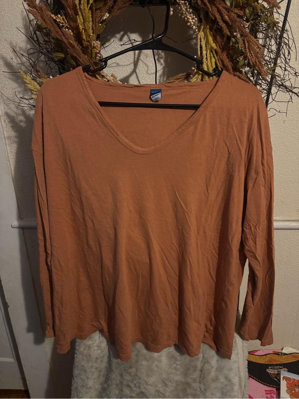 Nursing Women's Long Sleeve Scoop Neck Top - Rust